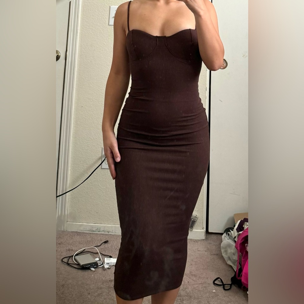 Brown midi dress